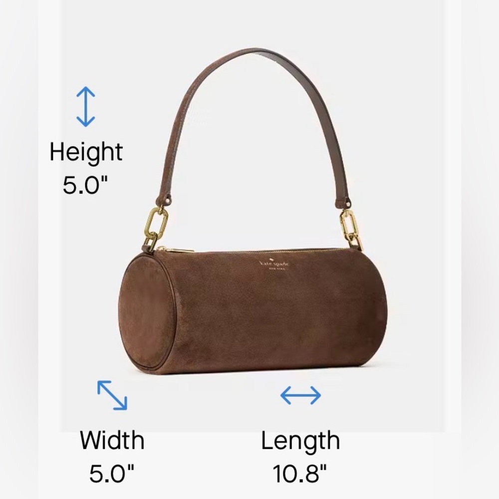 Kate Spade Roulette Suede Medium Shoulder Bag Hot Fudge Brown - Picture 13 of 16